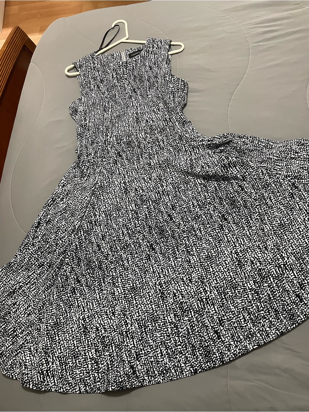 Andrew Marc Black & White Textured Midi Dress